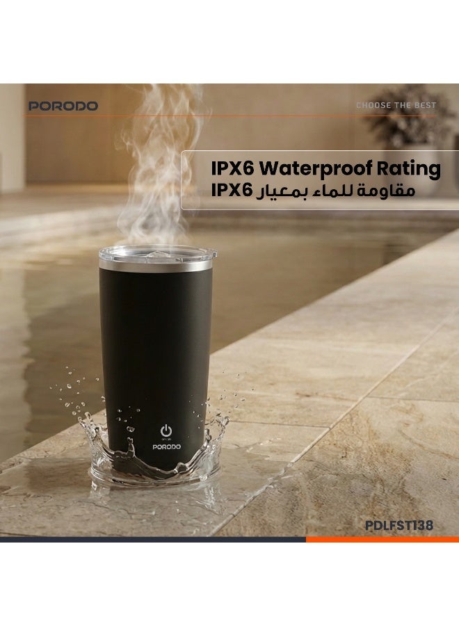 porodo Auto-Stirring Insulated Mug 400ml with IPX6 Waterproof / BPA Free / Anti-Slip Base / Magnetic USB Charging / Double-Wall Insulated Mug - Black - Image 5